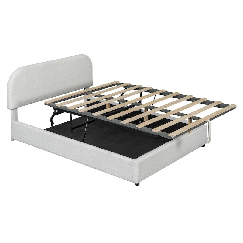 Teddy Fleece Full Size Upholstered Platform Bed with Hydraulic Storage System