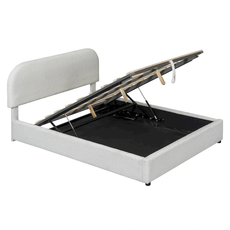 Teddy Fleece Full Size Upholstered Platform Bed with Hydraulic Storage System