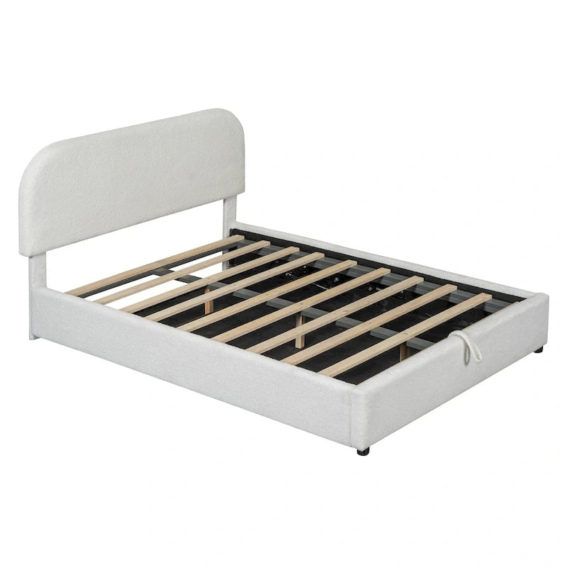 Teddy Fleece Full Size Upholstered Platform Bed with Hydraulic Storage System