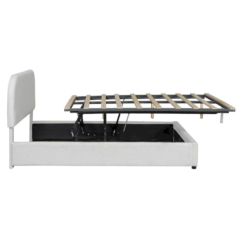 Teddy Fleece Full Size Upholstered Platform Bed with Hydraulic Storage System