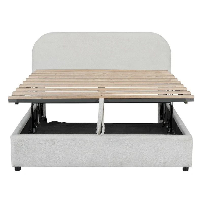 Teddy Fleece Full Size Upholstered Platform Bed with Hydraulic Storage System
