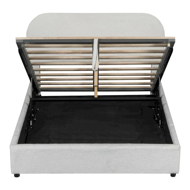 Teddy Fleece Full Size Upholstered Platform Bed with Hydraulic Storage System