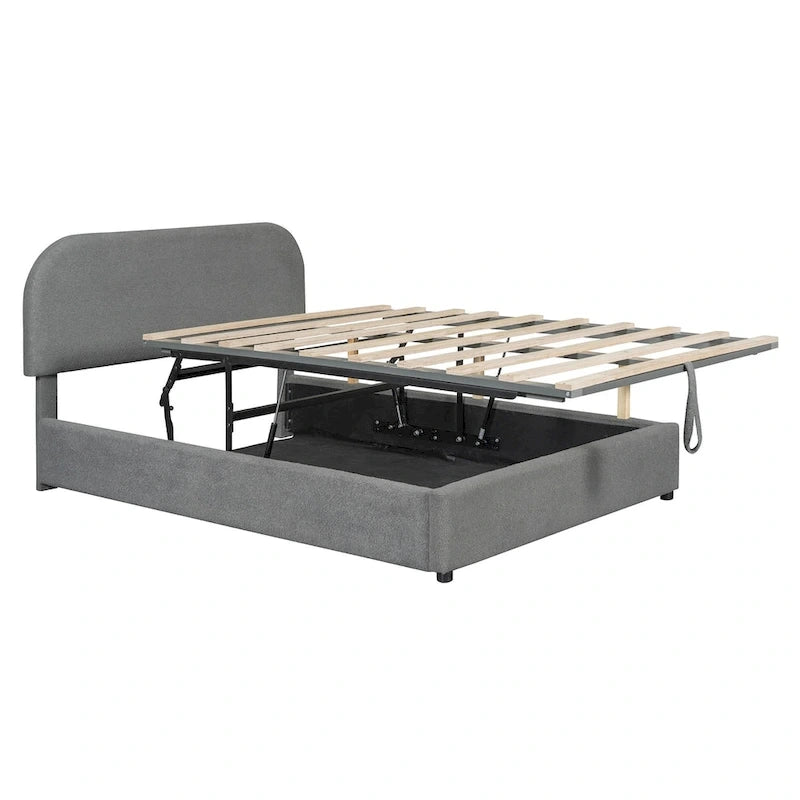 Teddy Fleece Full Size Upholstered Platform Bed with Hydraulic Storage System