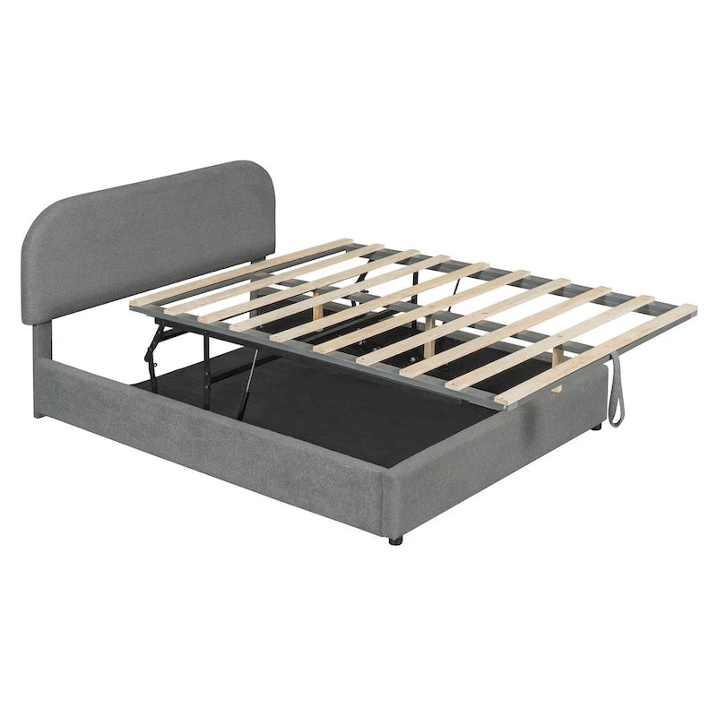 Teddy Fleece Full Size Upholstered Platform Bed with Hydraulic Storage System