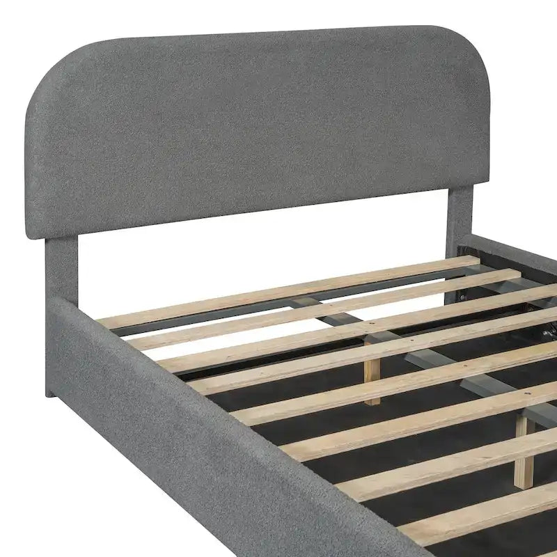Teddy Fleece Full Size Upholstered Platform Bed with Hydraulic Storage System
