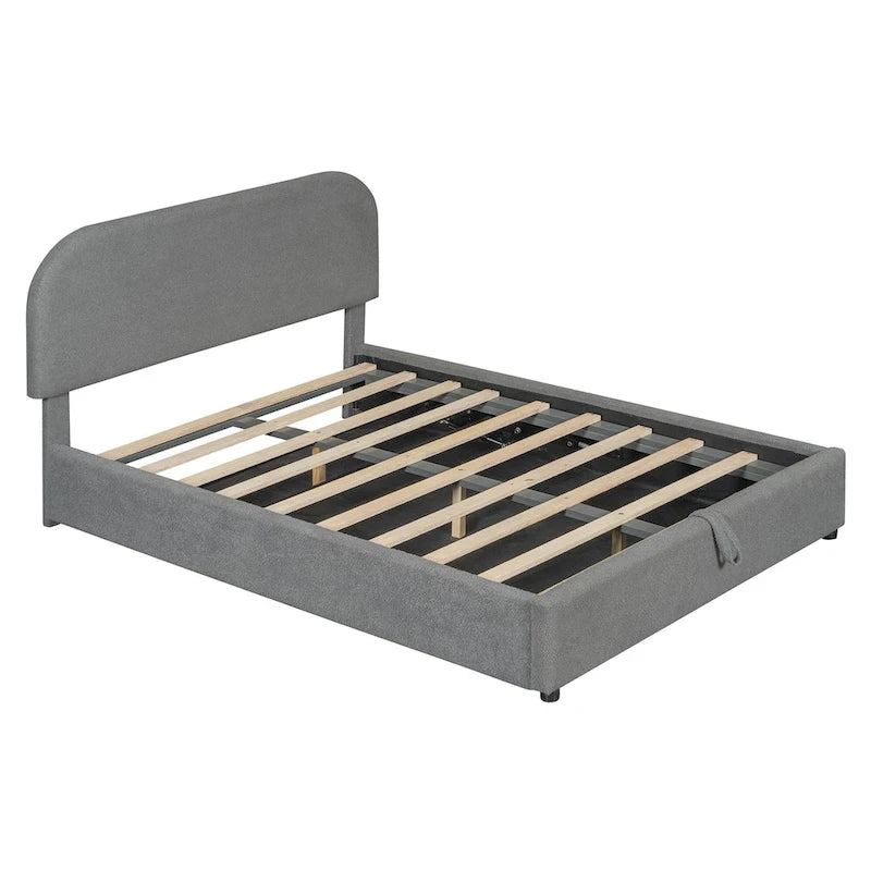 Teddy Fleece Full Size Upholstered Platform Bed with Hydraulic Storage System