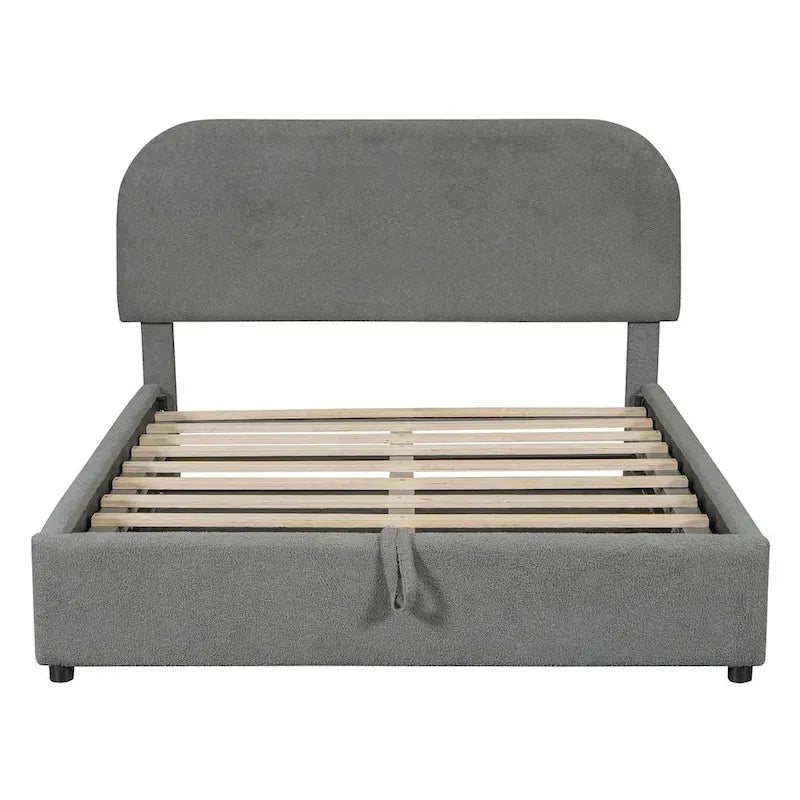 Teddy Fleece Full Size Upholstered Platform Bed with Hydraulic Storage System
