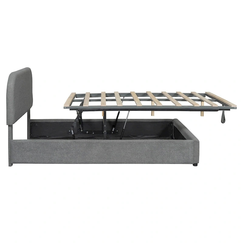 Teddy Fleece Full Size Upholstered Platform Bed with Hydraulic Storage System