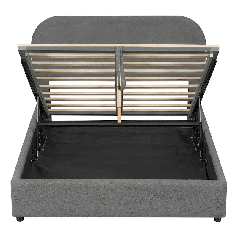 Teddy Fleece Full Size Upholstered Platform Bed with Hydraulic Storage System