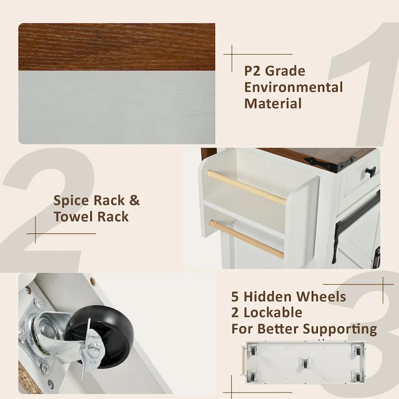 Rolling Kitchen Cart on Wheels,for Home,Kitchen and Dining Room