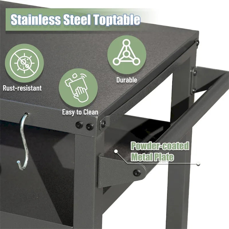 3-Shelf Outdoor Grill Table