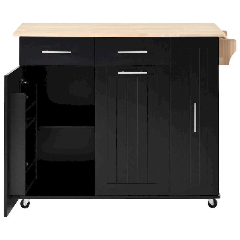 Kitchen Island with Drop Leaf,Kitchen Storage Cart with 3 Tier Pull Out Cabinet Organizer,Kitchen Cart on Wheels with Towel Rack