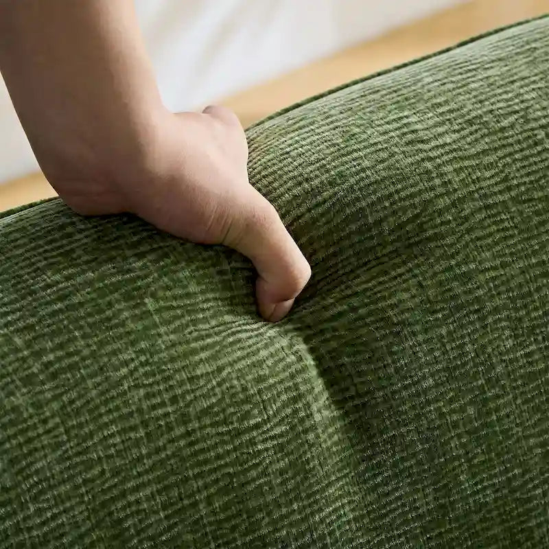 Modern Curved Shaped Sofa Upholstered 4-Seat Fabric Sofa Couch