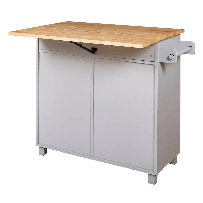 Rolling Kitchen Island with Divider and Internal Storage Rack