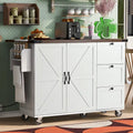 Farmhouse Kitchen Island with Power Outlet and Rolling Cart