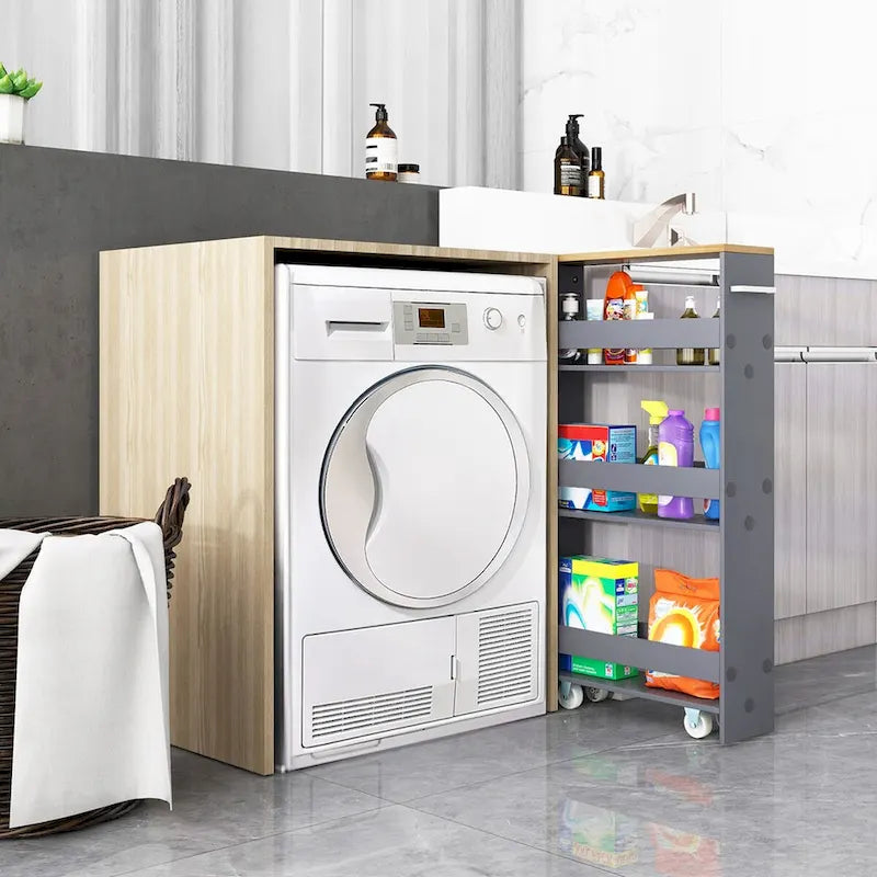 Rolling Kitchen Slim Storage Cart Mobile Shelving Organizer w/ Handle