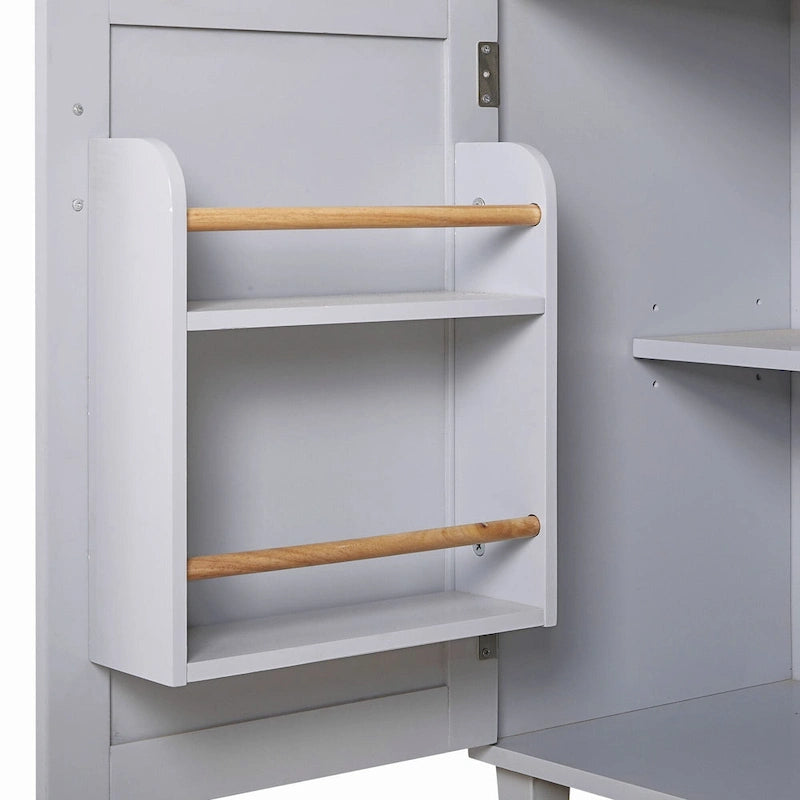 39W Kitchen Island with Storage and Rubber Wood Top - N/A