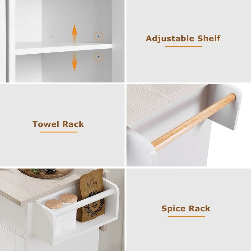 43.8W Kitchen Island with Trash Can Storage Cabinet - N/A