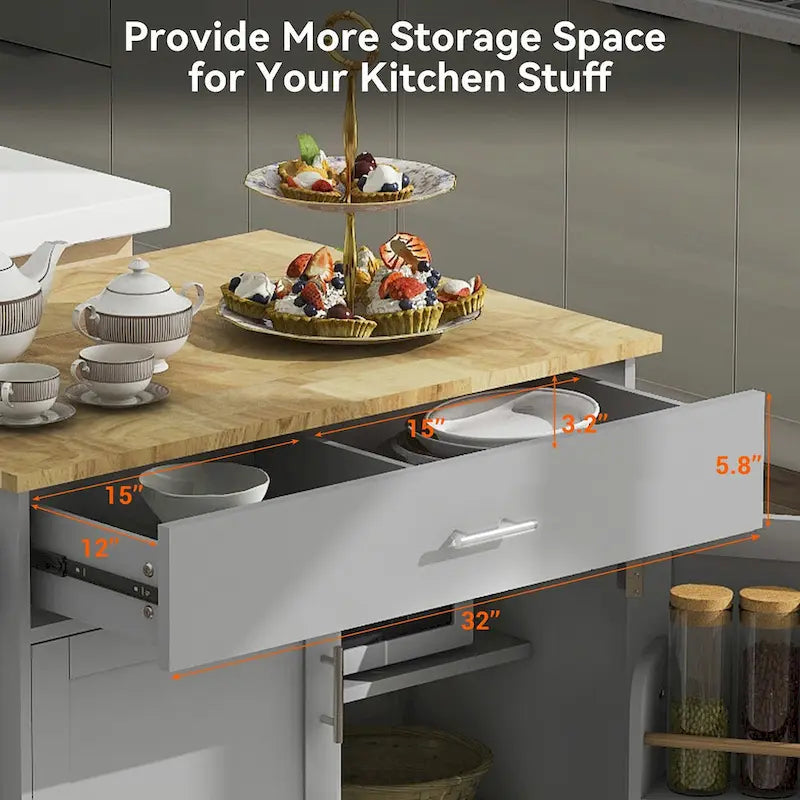Rolling Kitchen Island with Storage