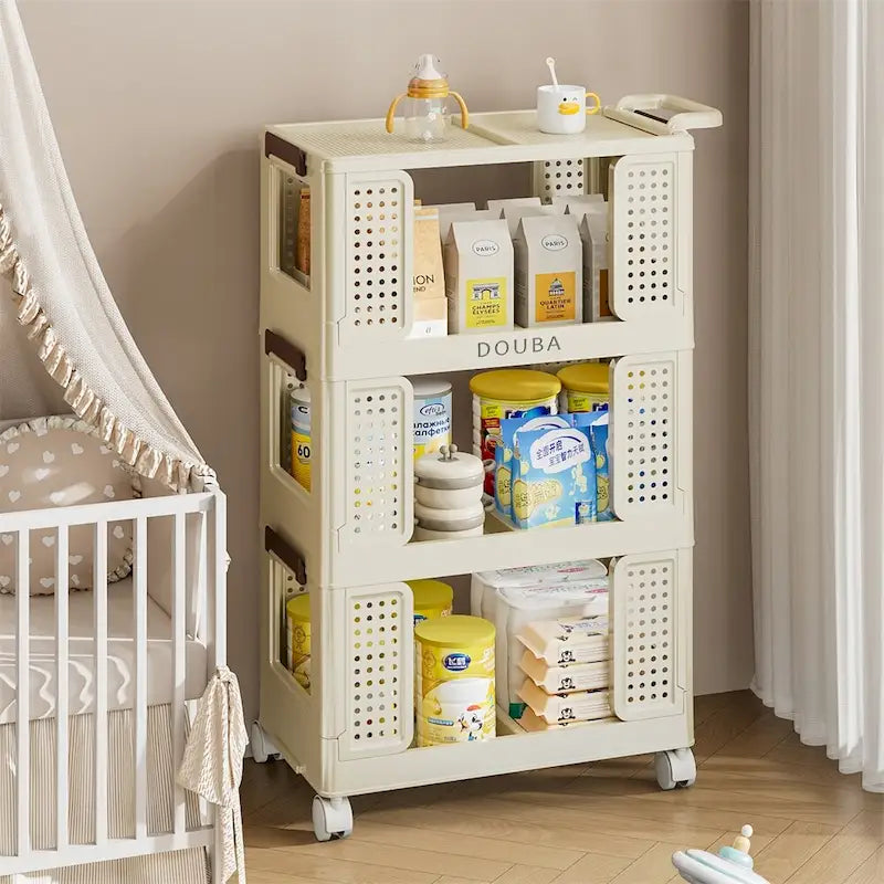 3-Tier Kitchen Storage Cart,Multifunction Rolling Storage Organizer