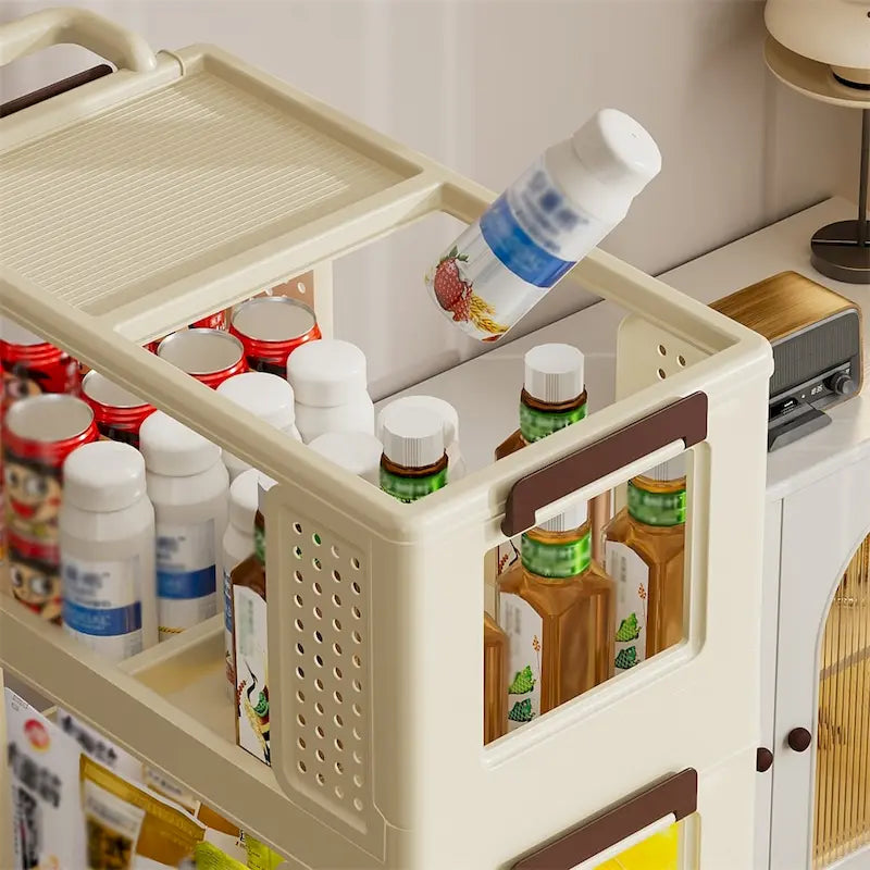 3-Tier Kitchen Storage Cart,Multifunction Rolling Storage Organizer